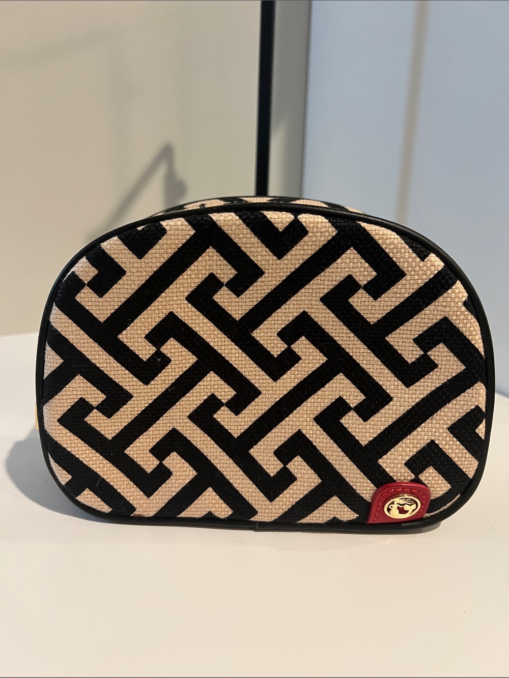 Spartina 449 Black and Cream Geometric Makeup Case